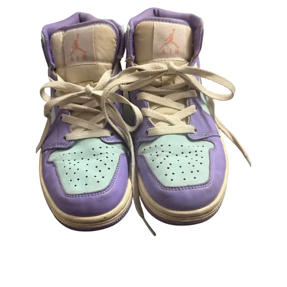 Nike Air Jordan 1 Mid GS Purple Mint Green Sneakers Youth Size 6Y